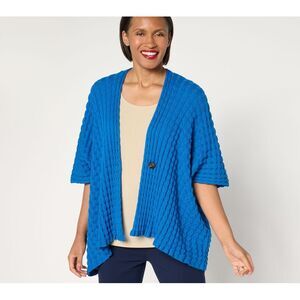 Farmers Defense Women's Top Plus Sz Sweater 2X Fully Fashid Pucker Blue A677183